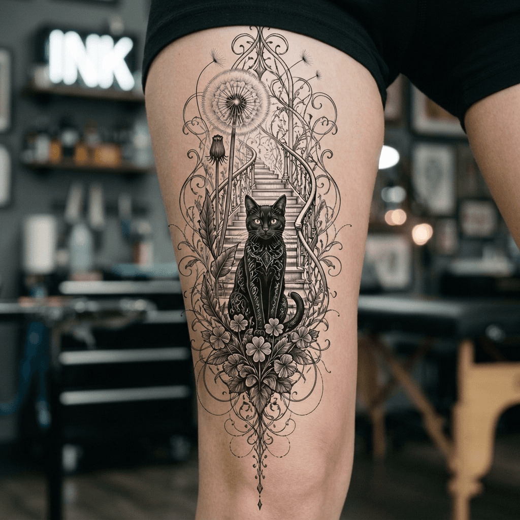 Тату эскиз: Tryon: thigh