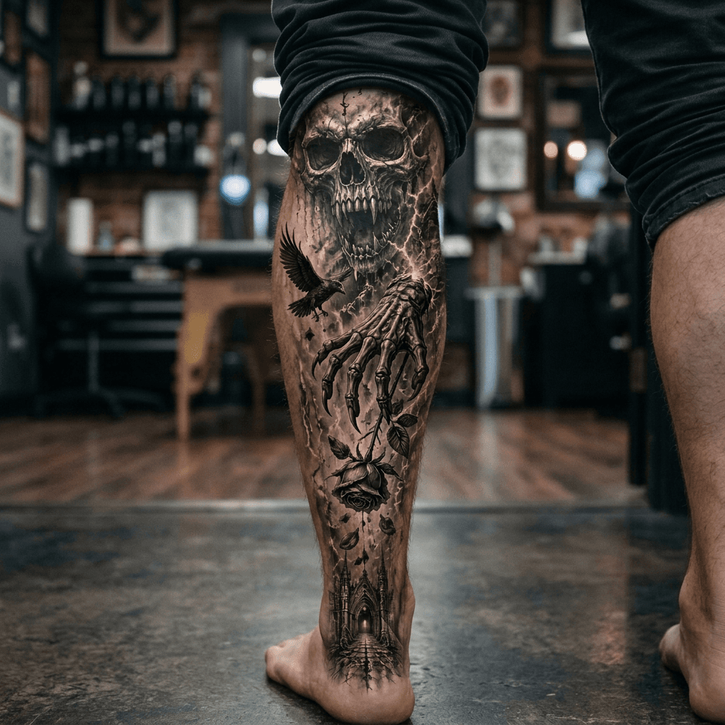 Тату эскиз: Tryon: shin