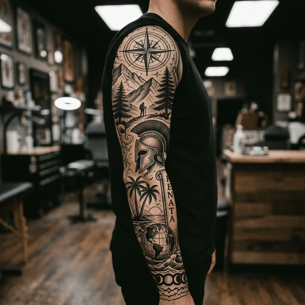 Тату эскиз: Tryon: sleeve