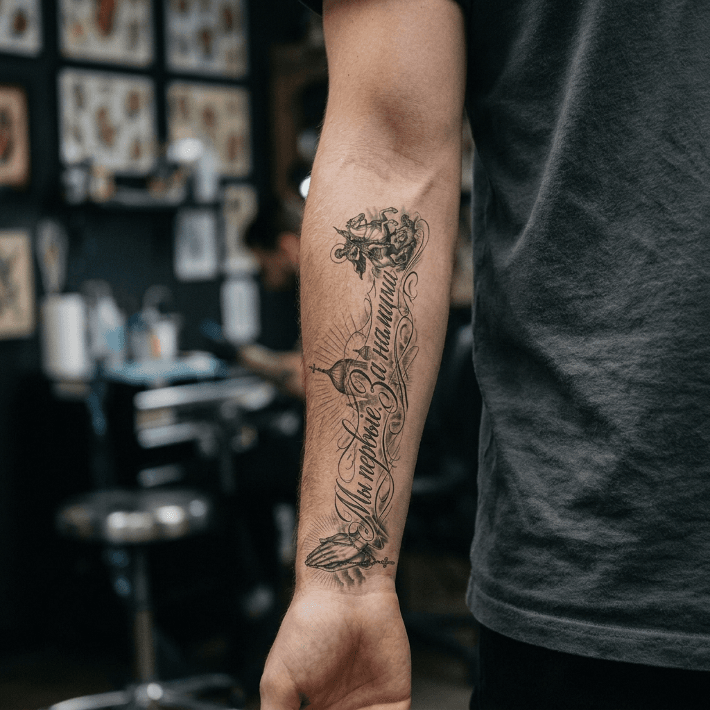 Тату эскиз: Tryon: forearm