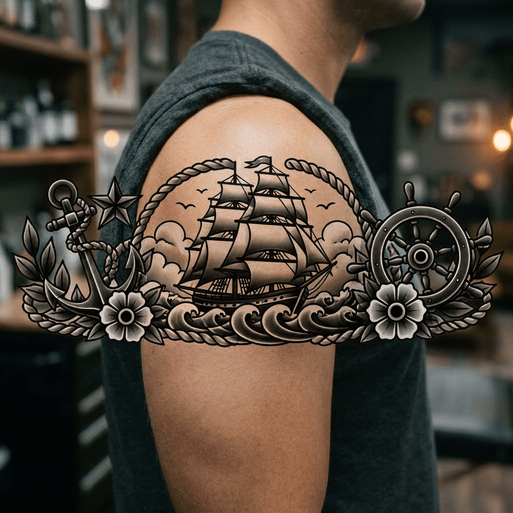 Тату эскиз: Tryon: shoulder