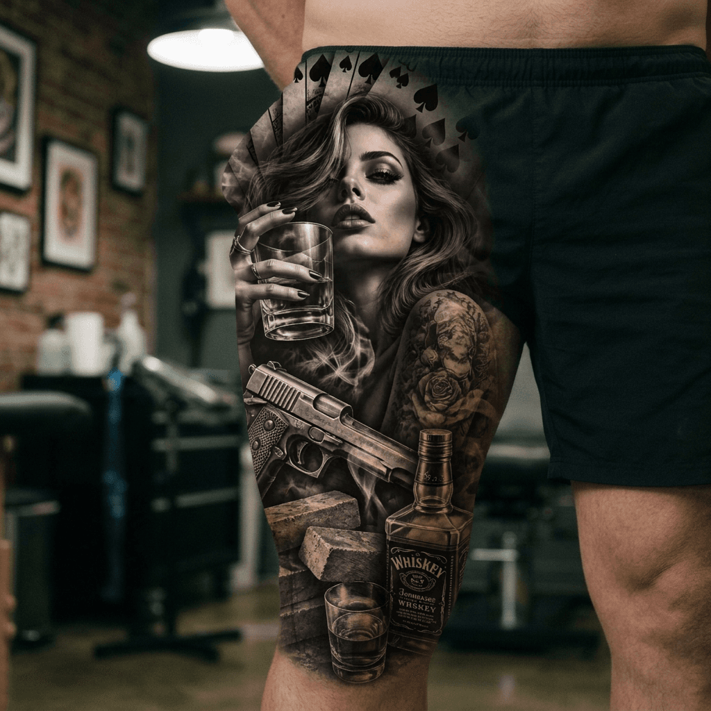 Тату эскиз: Tryon: thigh