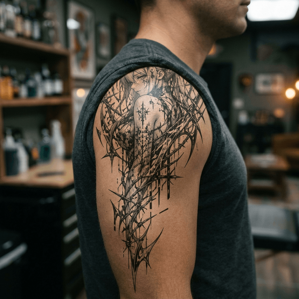 Тату эскиз: Tryon: shoulder