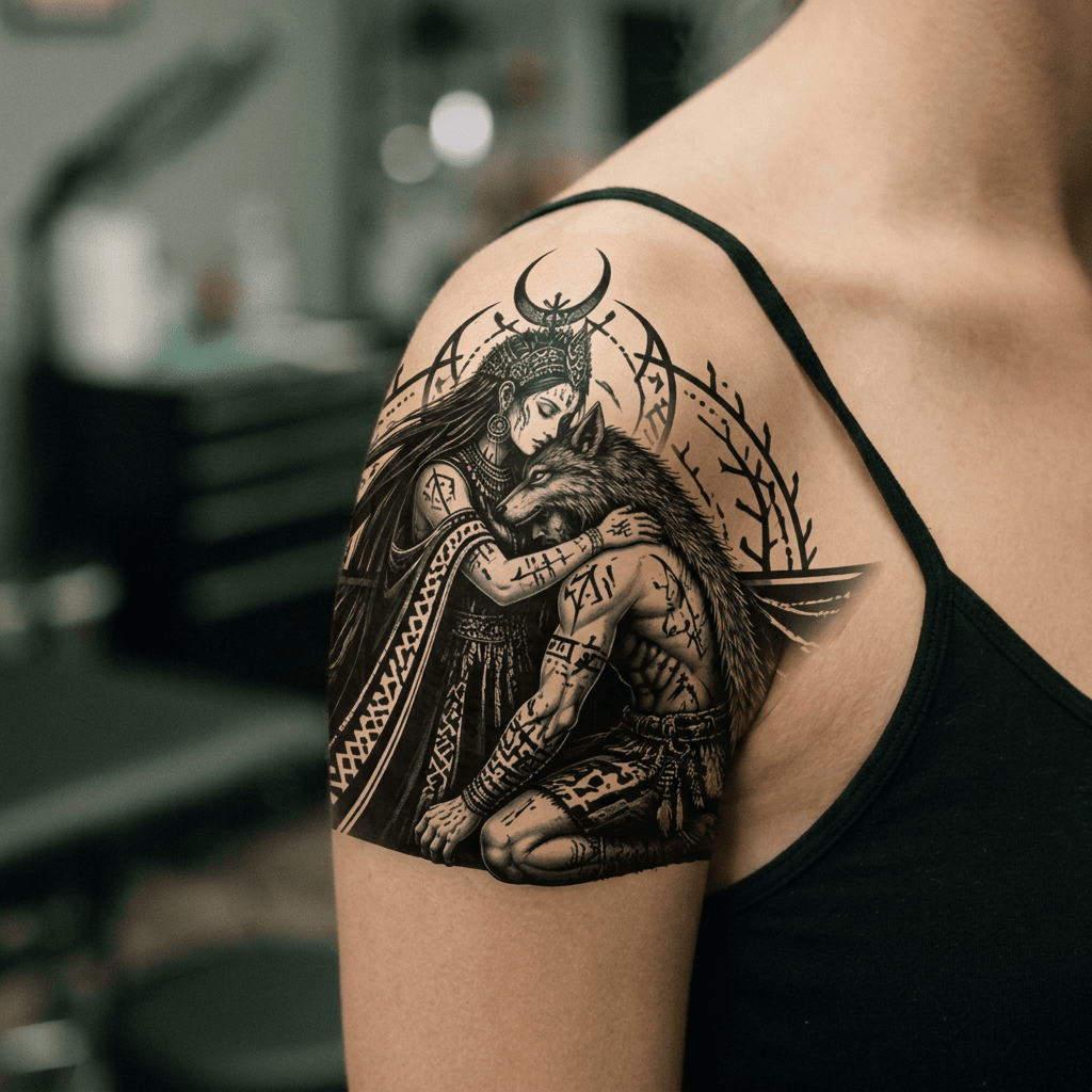 Тату эскиз: Tryon: shoulder
