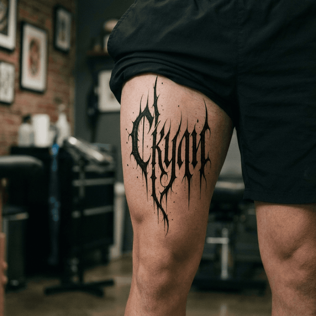 Тату эскиз: Tryon: thigh