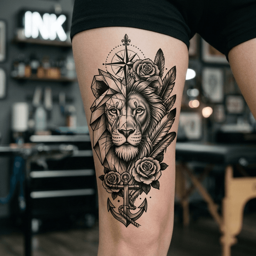 Тату эскиз: Tryon: thigh