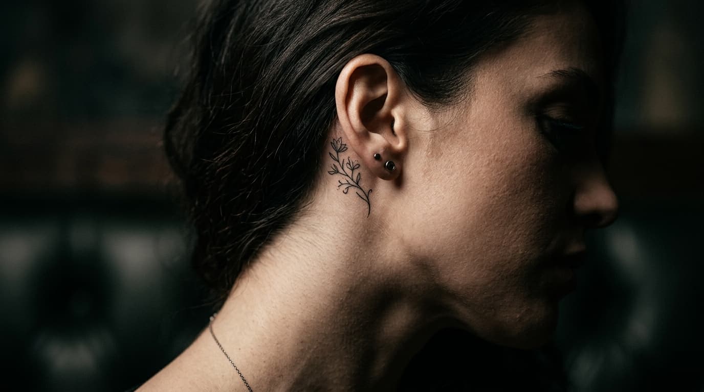 Тату за ухом: маленькие и изящные идеи