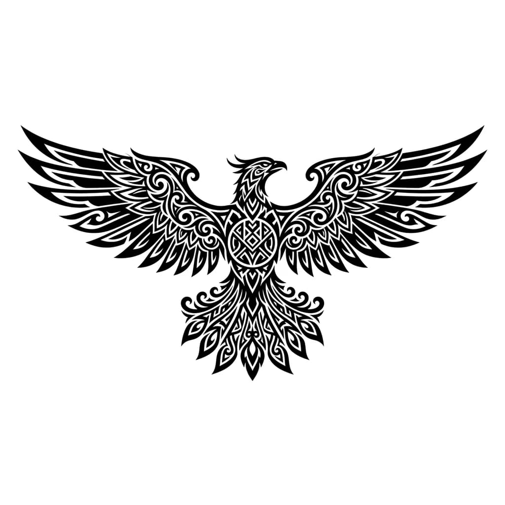 феникс силуэт с распростёртыми крыльями