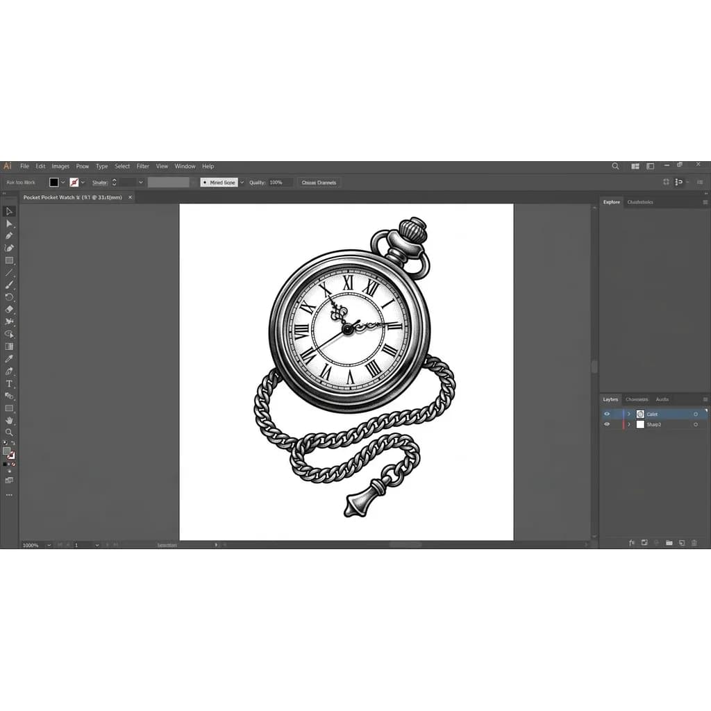 карманные часы с цепочкой реалистичные