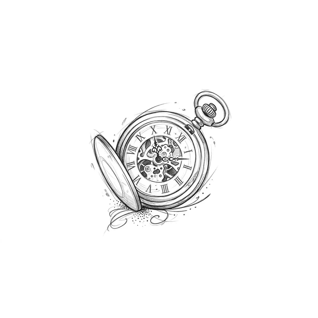 карманные часы скетч стиль