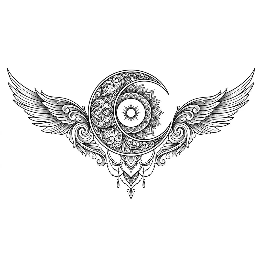 луна орнаментальная с узорами