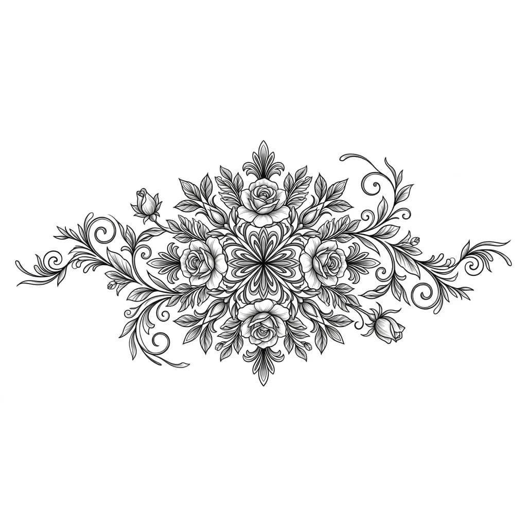 мандала цветочная из роз и листьев