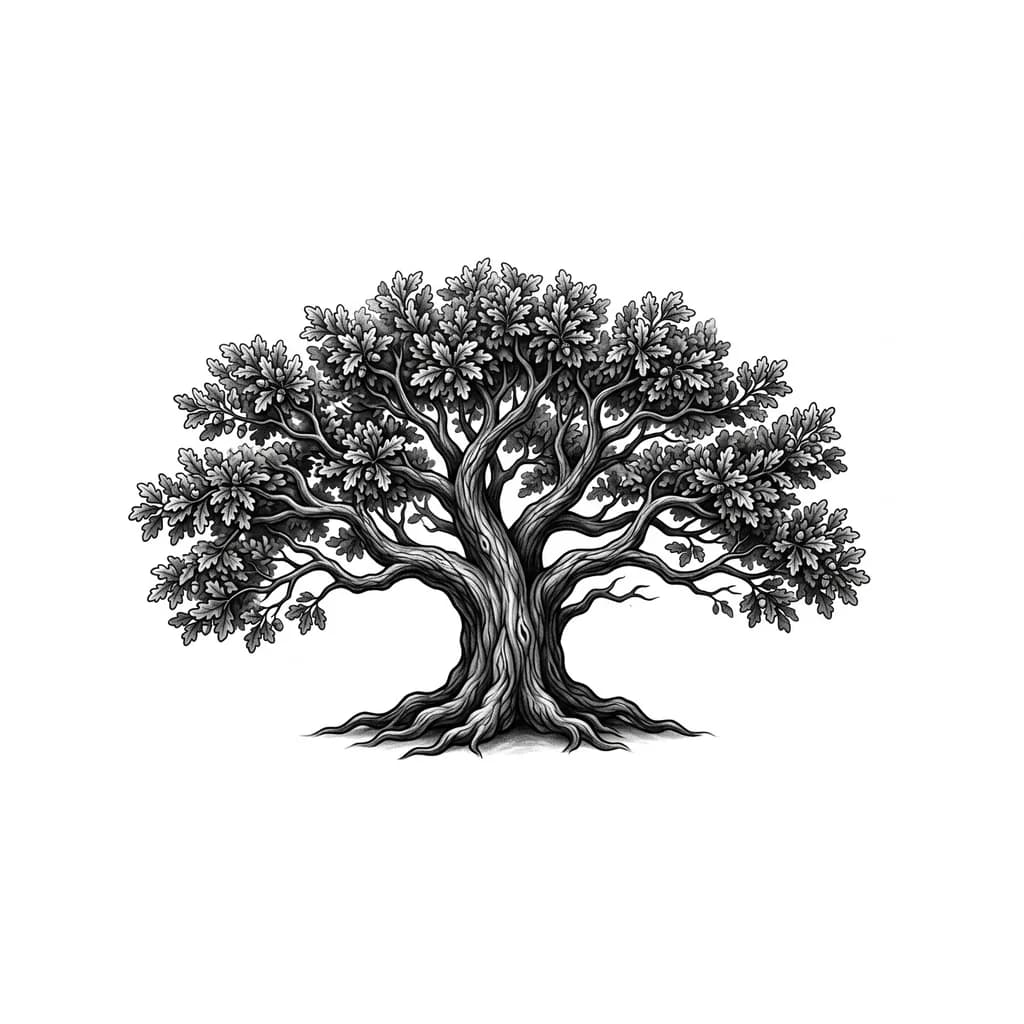 могучий дуб реалистичный