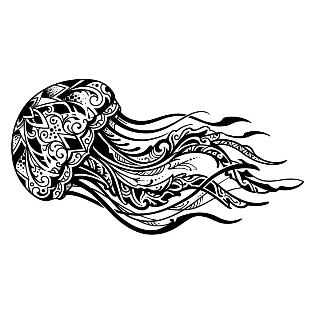 медуза чёрная графичная