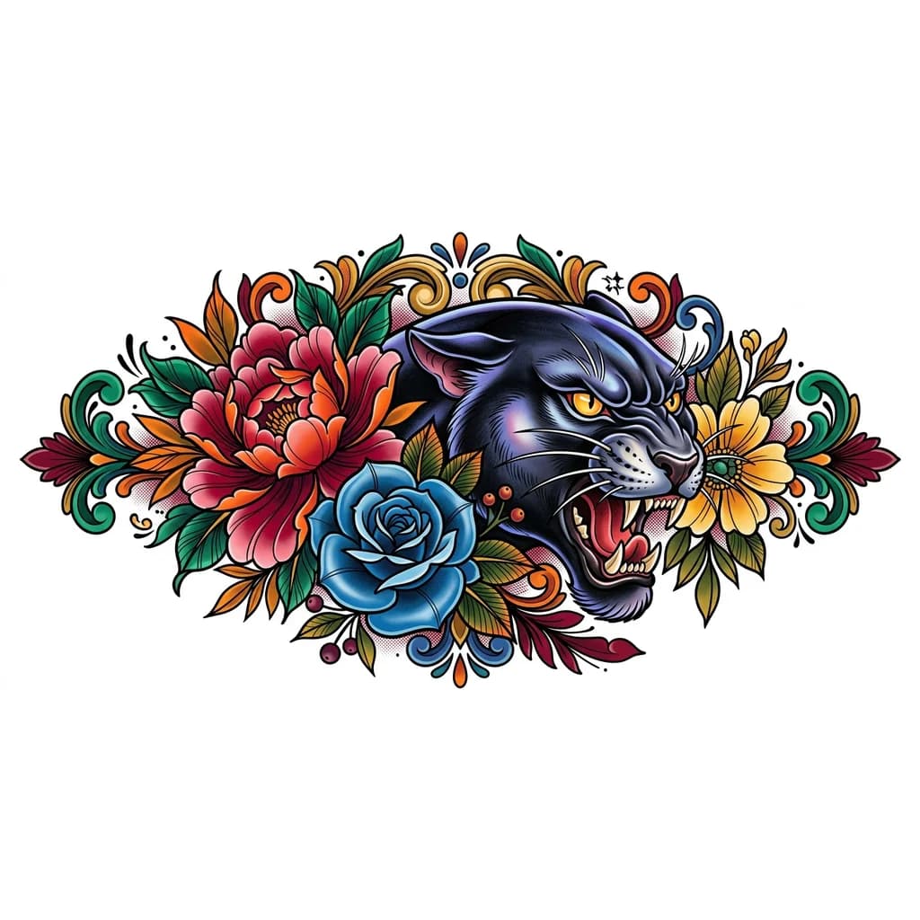 пантера с цветами неотрад