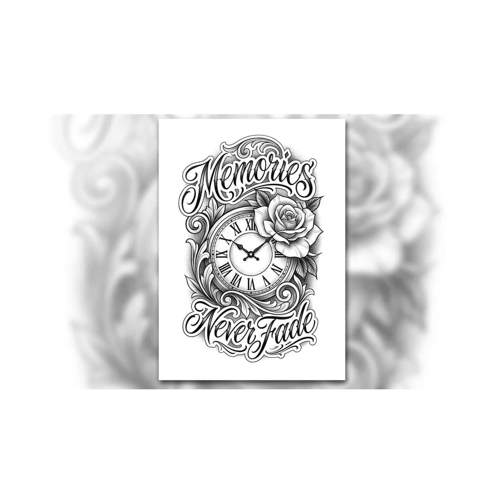 мужская тату часы с розой чикано