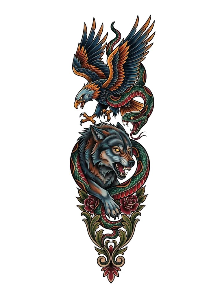 на рукав расположить волка орла и змею