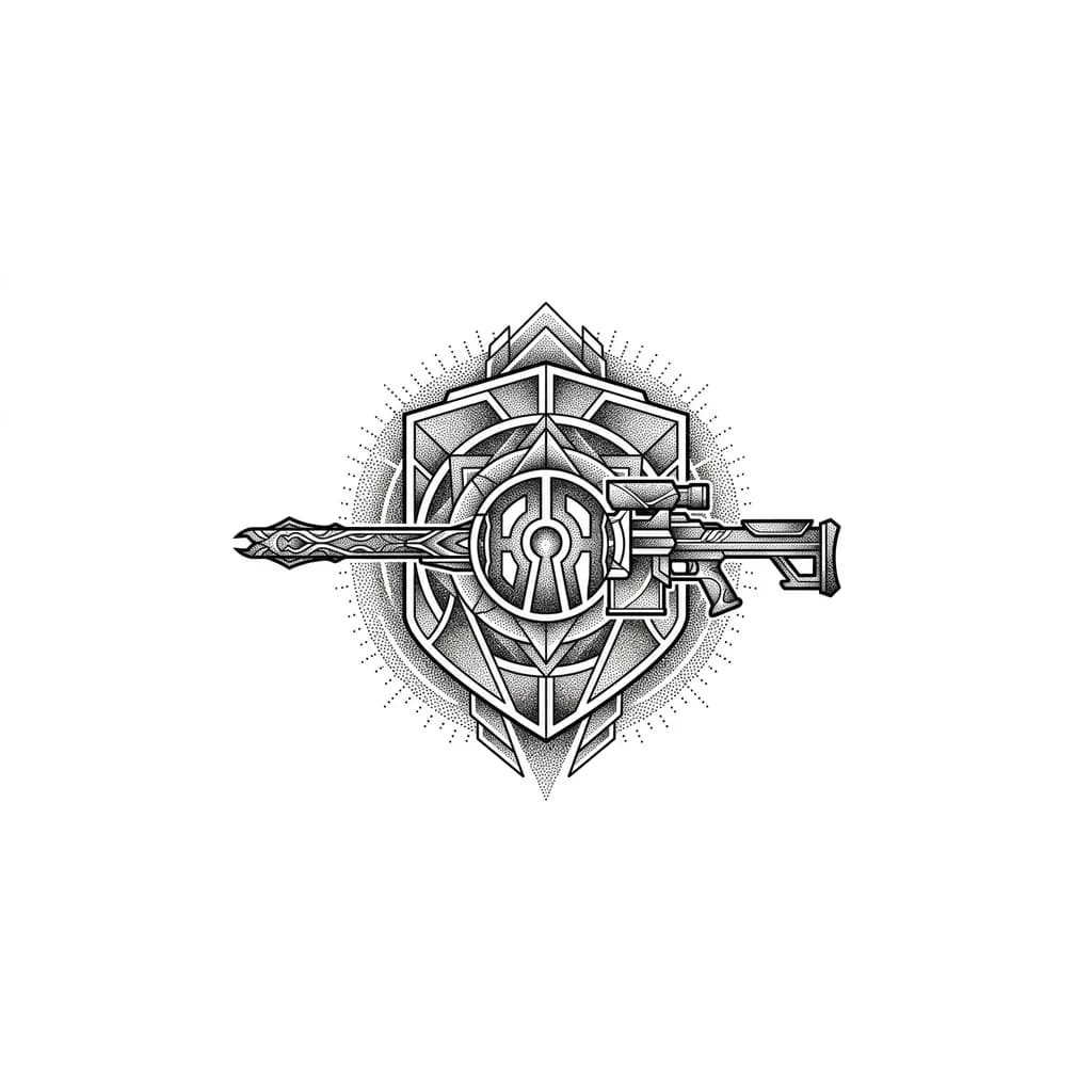 Эмблема черного арсенала из дестини 2, совмещенная с бременим идзанаги (оружие из дестини 2)