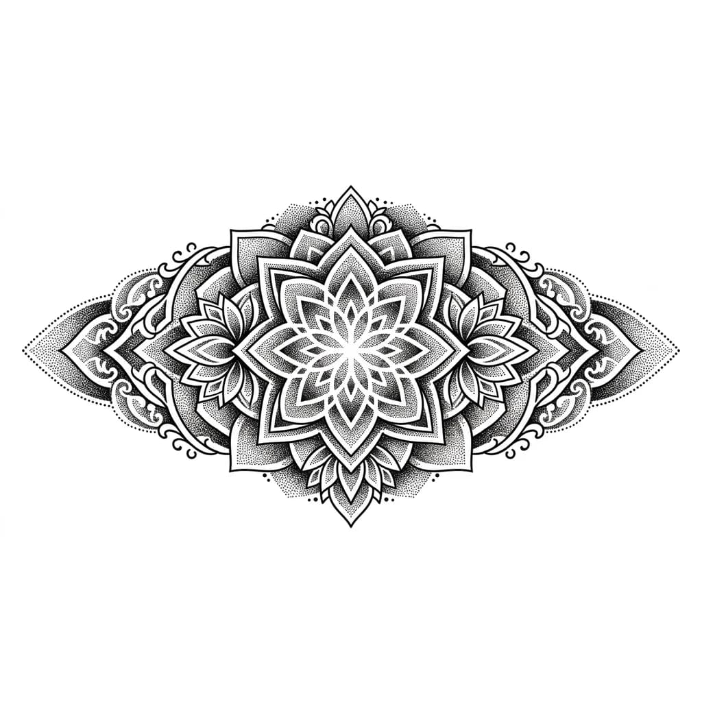 TATTOO SKETCH ORNAMENT IN THE DOTWORK STYLE
