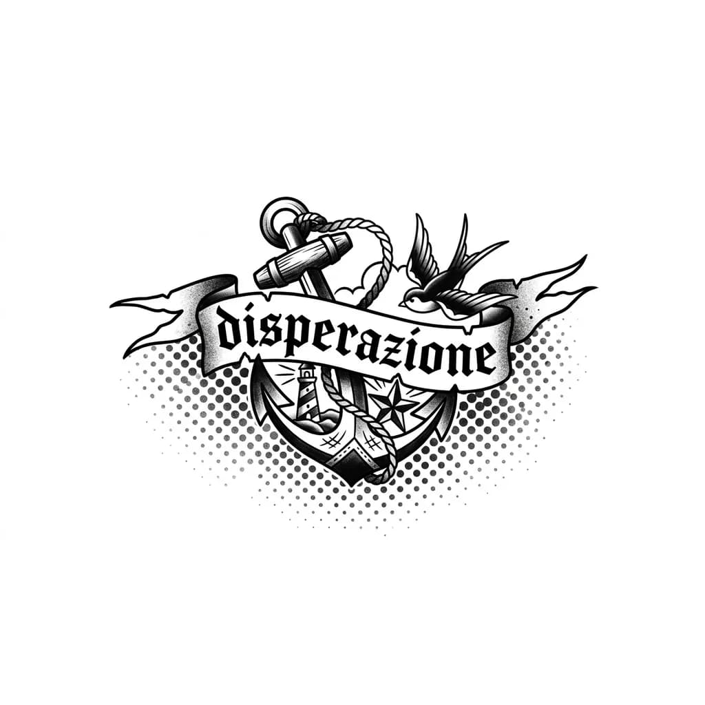 Тату эскиз: красивый шрифт, буквы постепенно расплываются и превращаются в маленькие неравномерные точки по всей области тату