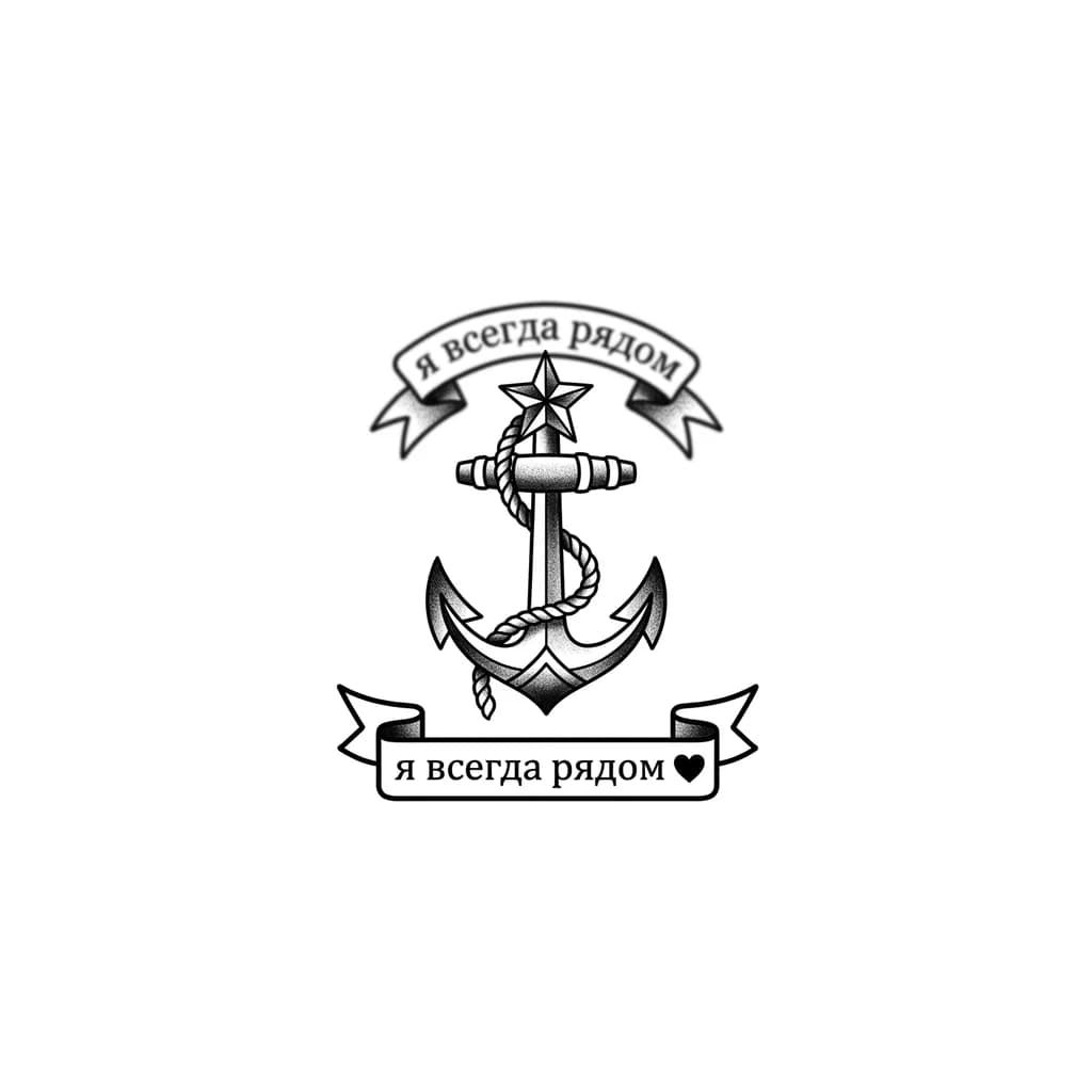 Тату эскиз: Размытая фраза «я всегда рядом»
И под ней четкая надпись « я всегда рядом» можно добавить сердце маленькое