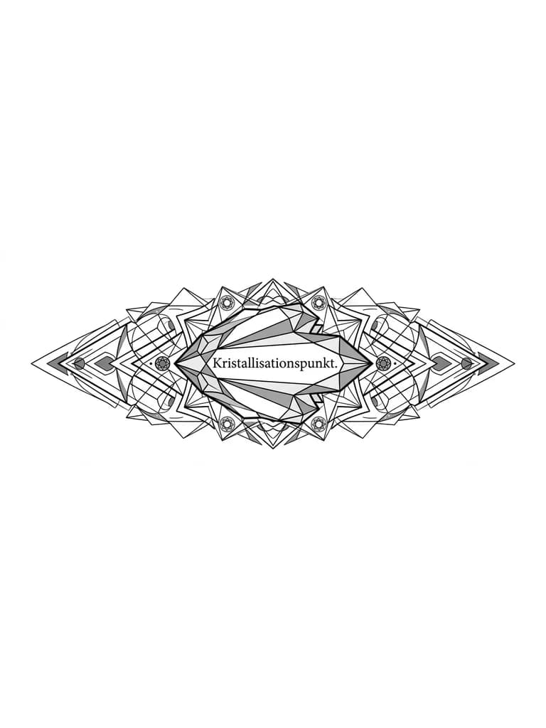 Тату эскиз: Kristallisationspunkt.В сочетании с геометрическим наброском кристалла, где слово вписано в одну из граней. На руке