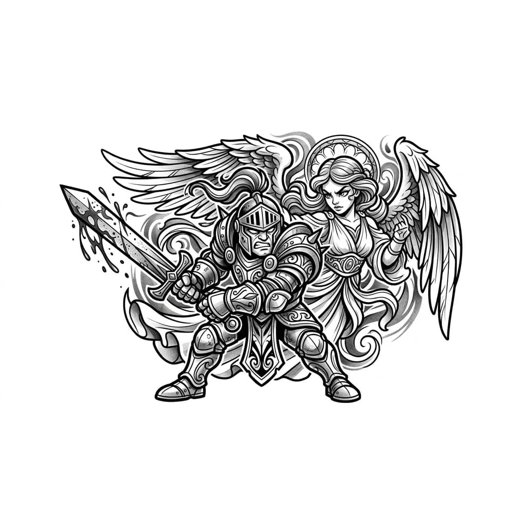 Ангел тату эскиз