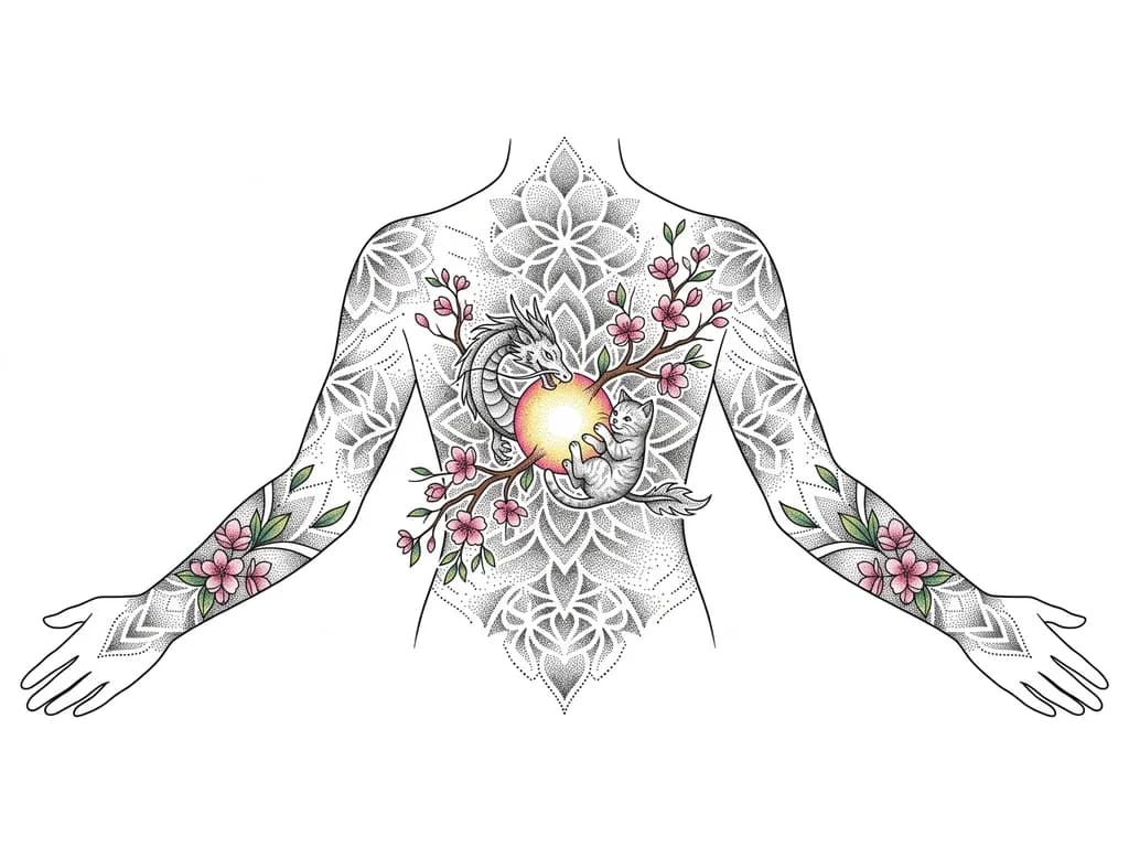 Дракон тату эскиз