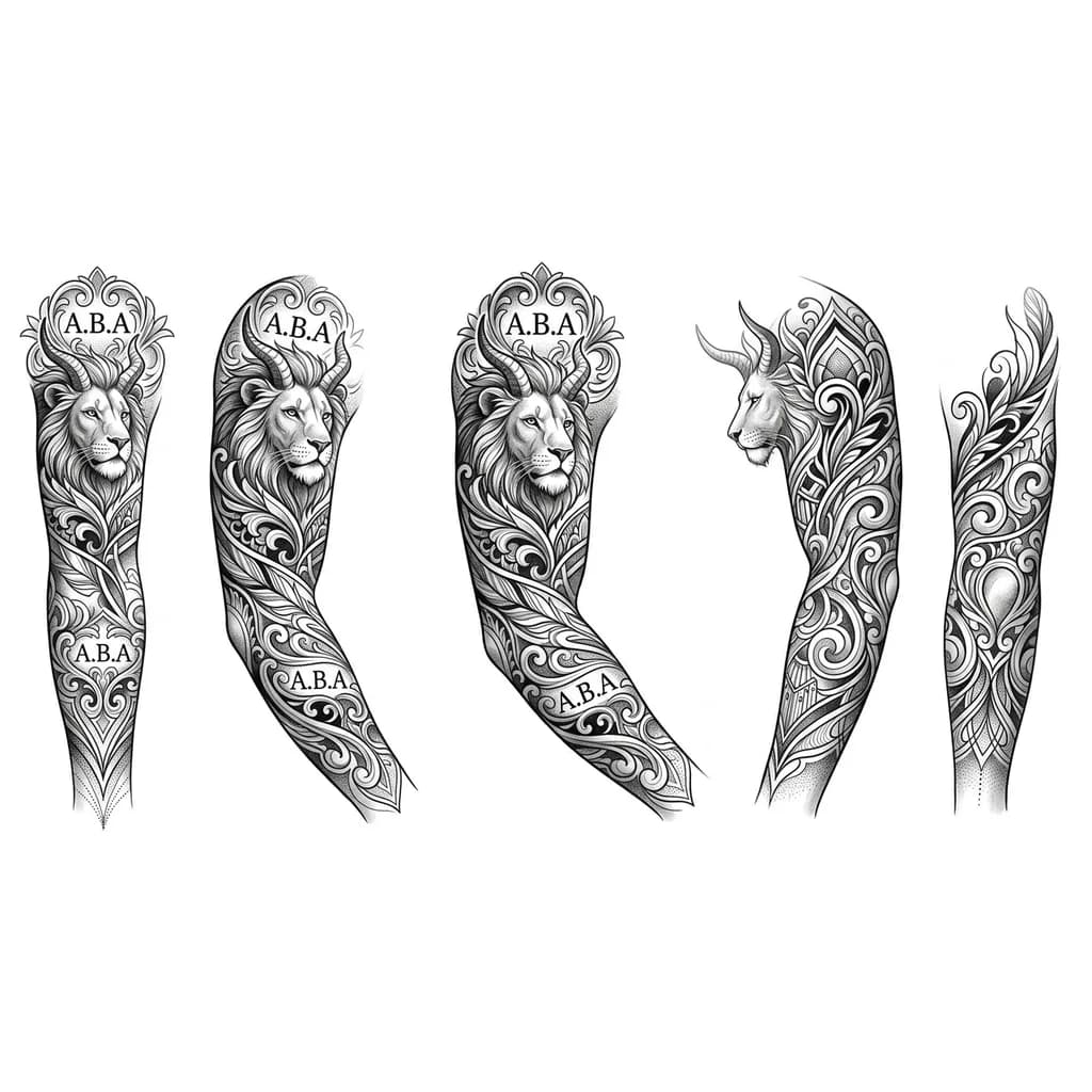 Тату эскиз: Легкая и воздушная тату, для мужчины, больше светлых теней, можно добавить узор, или животных
только не змеи, волки и олени, можно добавить льва с рогами которые направленны в верх по бицепсу например. И добавь 2 надписи "А.В.А" в разных местах на рукаве