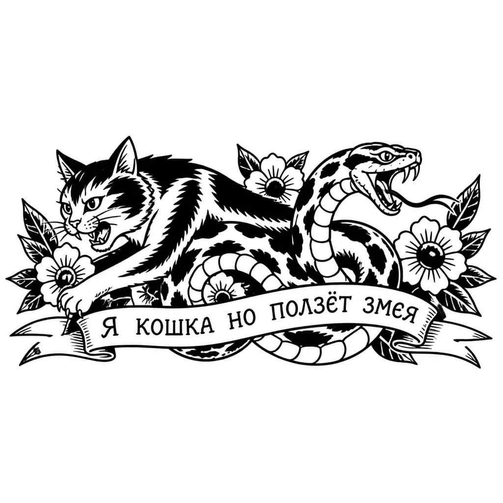 Тату Змея в стиле Традиционный — эскиз Традиционный