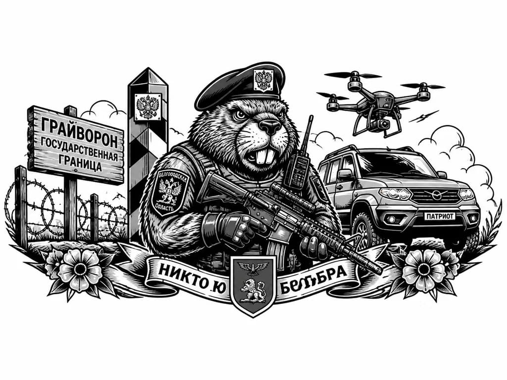Тату эскиз: Злой вооруженный Бобёр племетчик пограничник Белгородская область грайворон
государственная граница квадрокоптер
УАЗ патриот