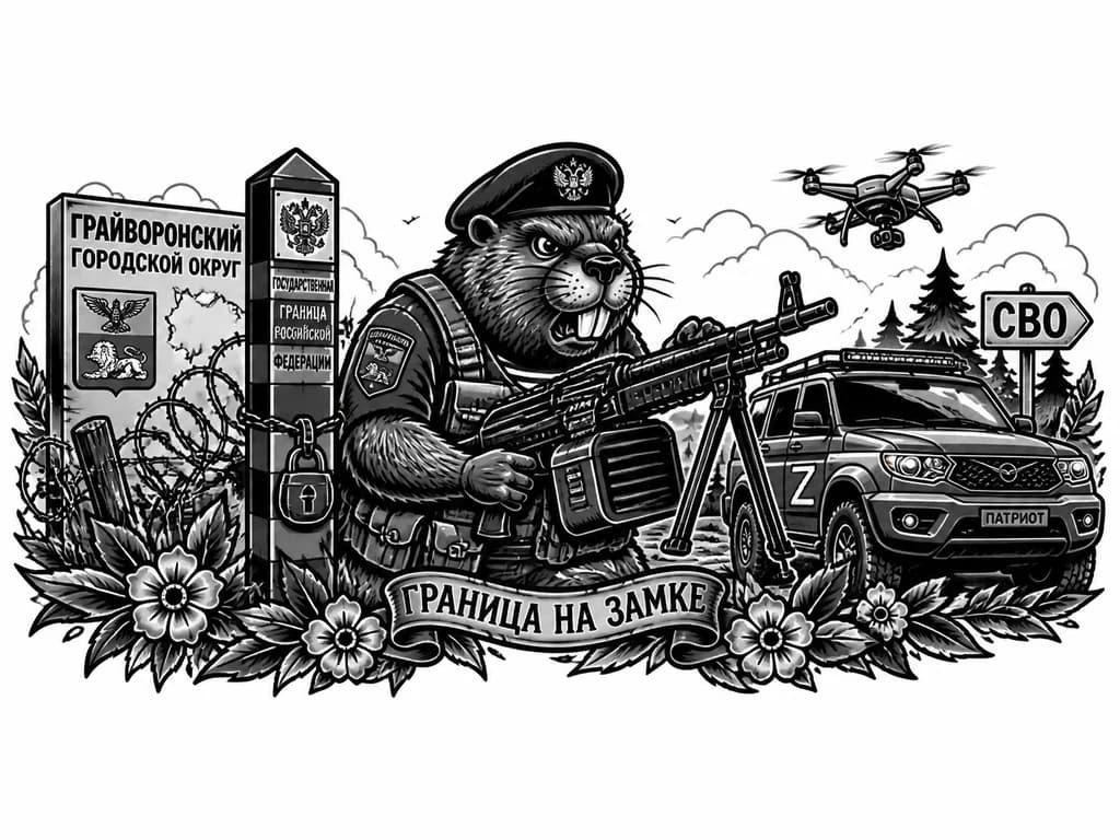 Тату эскиз: Злой вооруженный Бобёр пулемет пограничник Белгородская область грайворон Сво пограничный знак граница на замке
государственная граница квадрокоптер
УАЗ патриот