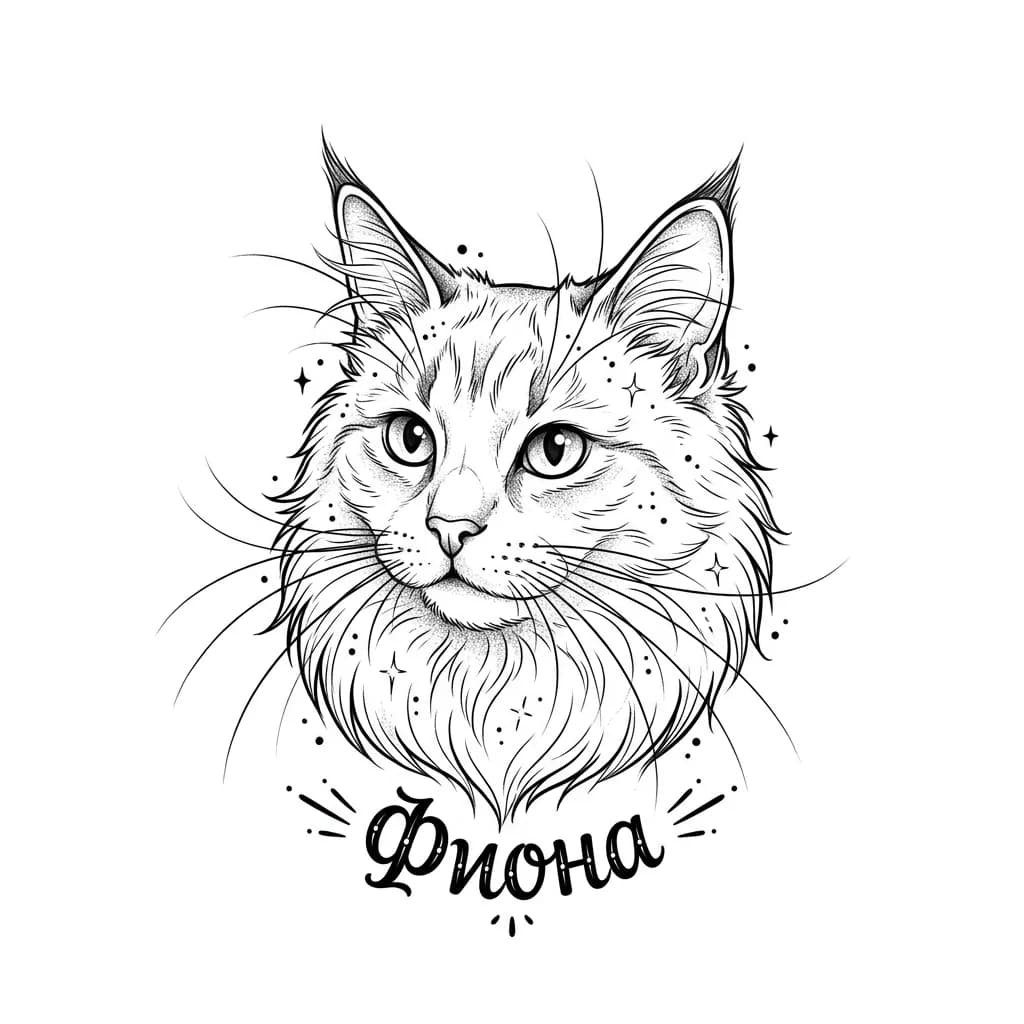 Тату Кошка на шее — эскиз Минимализм