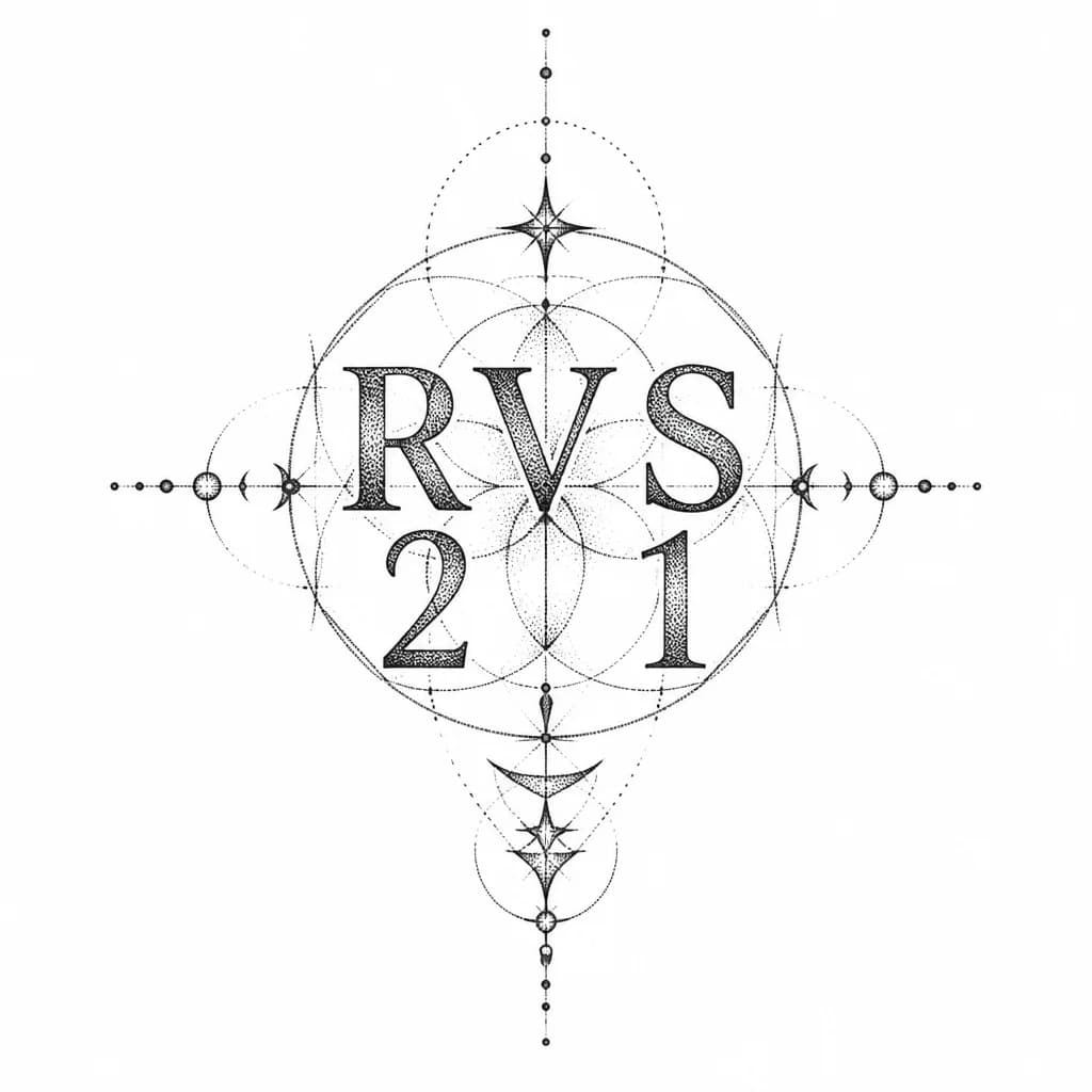 Тату эскиз: Текст RVS 21, но цифры должны быть ровно под буквами, по ширине и по высоте цифры должны быть одного размера с буквами
