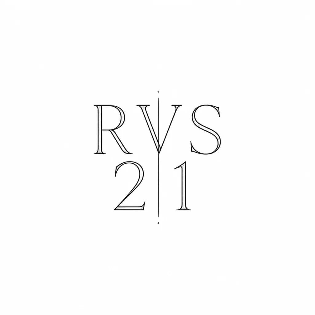 Тату эскиз: Текст RVS 21, но цифры должны быть ровно под буквами, по ширине и по высоте цифры должны быть одного размера с буквами