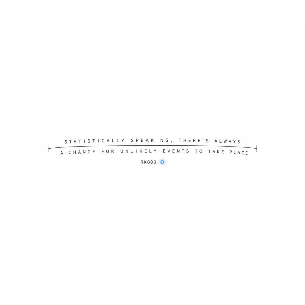 Тату эскиз: A minimalist fine-line female bracelet tattoo wrapping around a wrist. Ultra-thin elegant clean lines, cyberpunk aesthetic, Detroit Become Human style. The tattoo consists of two parallel thin lines of small text. The text strictly says: "Statistically speaking, there's always a chance for unlikely events to take place". Beneath the text, there is a tiny technical serial number "RK800" in a micro font. Next to it, a single small glowing neon-blue dot, resembling an android LED. White background,