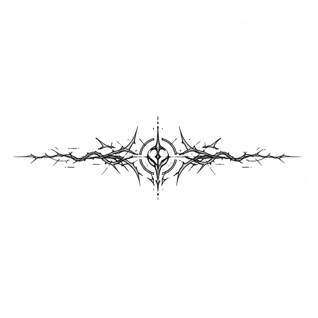 Тату эскиз: Tattoo design sketch for a forearm and wrist placement, blackwork style, dark futuristic symbolism, inspired by biomechanical, cyberpunk and abstract occult aesthetics.
The composition starts near the base of the hand and slightly extends onto the back of the wrist, flowing naturally upward onto the forearm. The tattoo should feel like the beginning of a much larger sleeve, not a finished isolated piece.
Central element: a unique personal symbol representing self-worth, inner strength and the