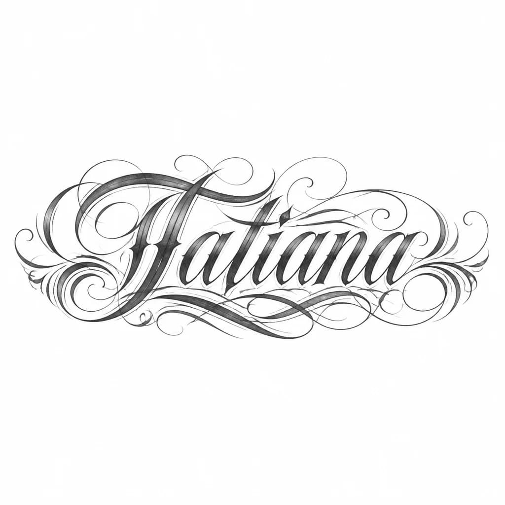 Тату эскиз: Хочу что бы тату была выразительной но при этом надпись была сдержана и не отличалась от фона и текст был размашистым