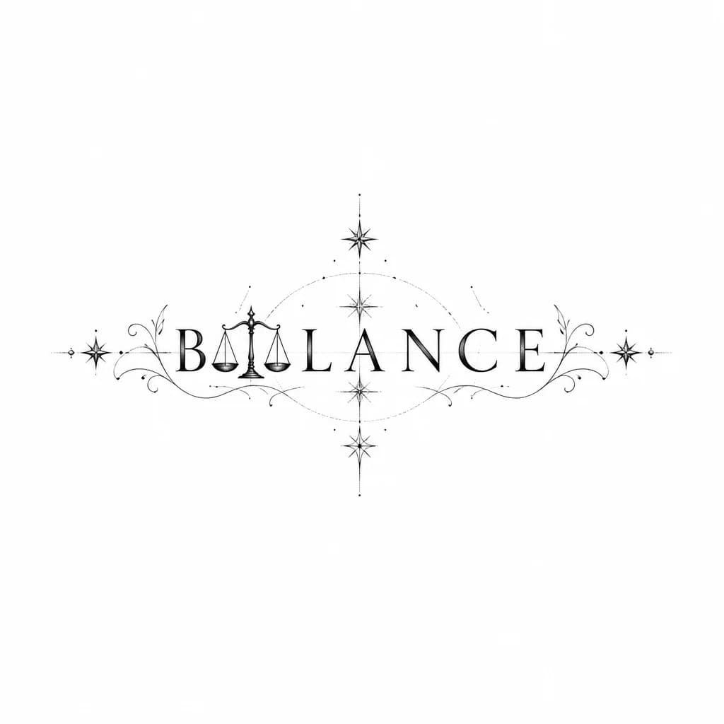 Тату эскиз: тату на груди слово balance? ВМЕСТО второй БУКВЫ А, ЗАМЕНИТЬ НА ЗНАЧОК ВЕСОВ астрология. красивые искры и очертания