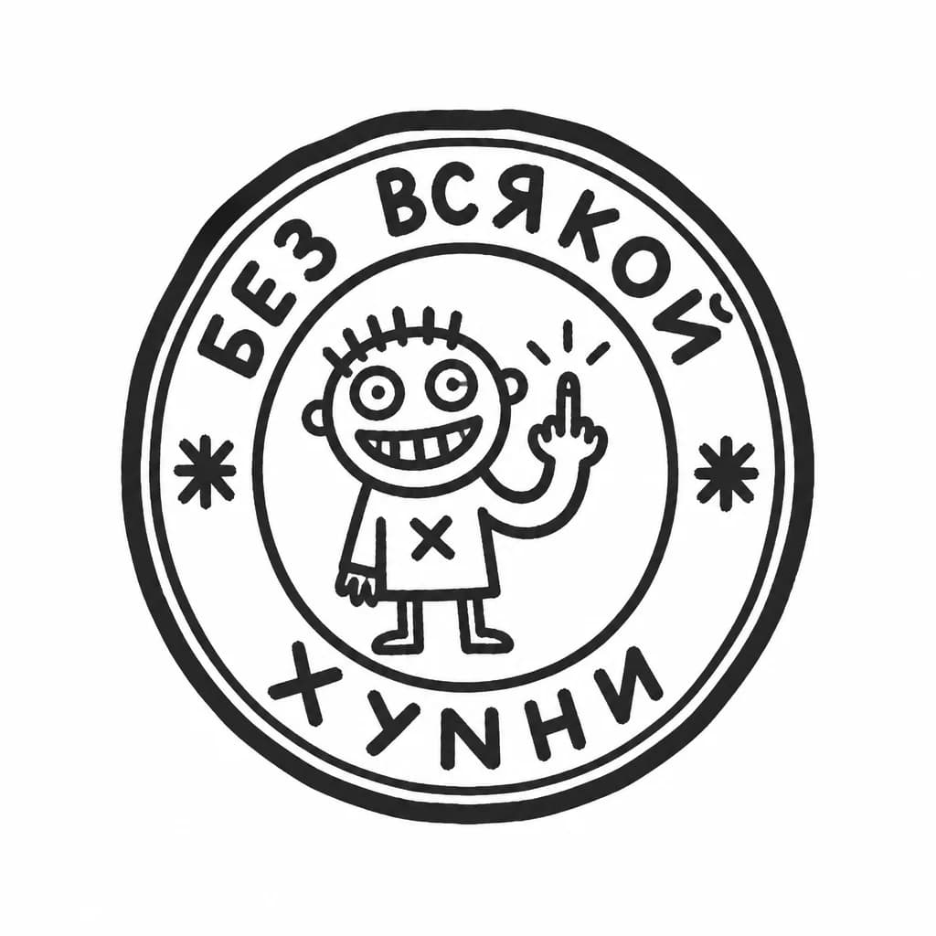 Тату эскиз: Official stamp seal sticker design, circular or hexagonal shape with bold border and center emblem, black and white monochrome, rubber stamp aesthetic, crisp edges, minimalist symbol inside, no fill patterns, tattoo flash sheet illustration, white background, high contrast, clean lines