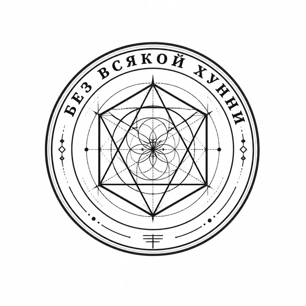 Тату эскиз: Official stamp seal sticker design, circular or hexagonal shape with bold border and center emblem, black and white monochrome, rubber stamp aesthetic, crisp edges, minimalist symbol inside, no fill patterns, tattoo flash sheet illustration, white background, high contrast, clean lines