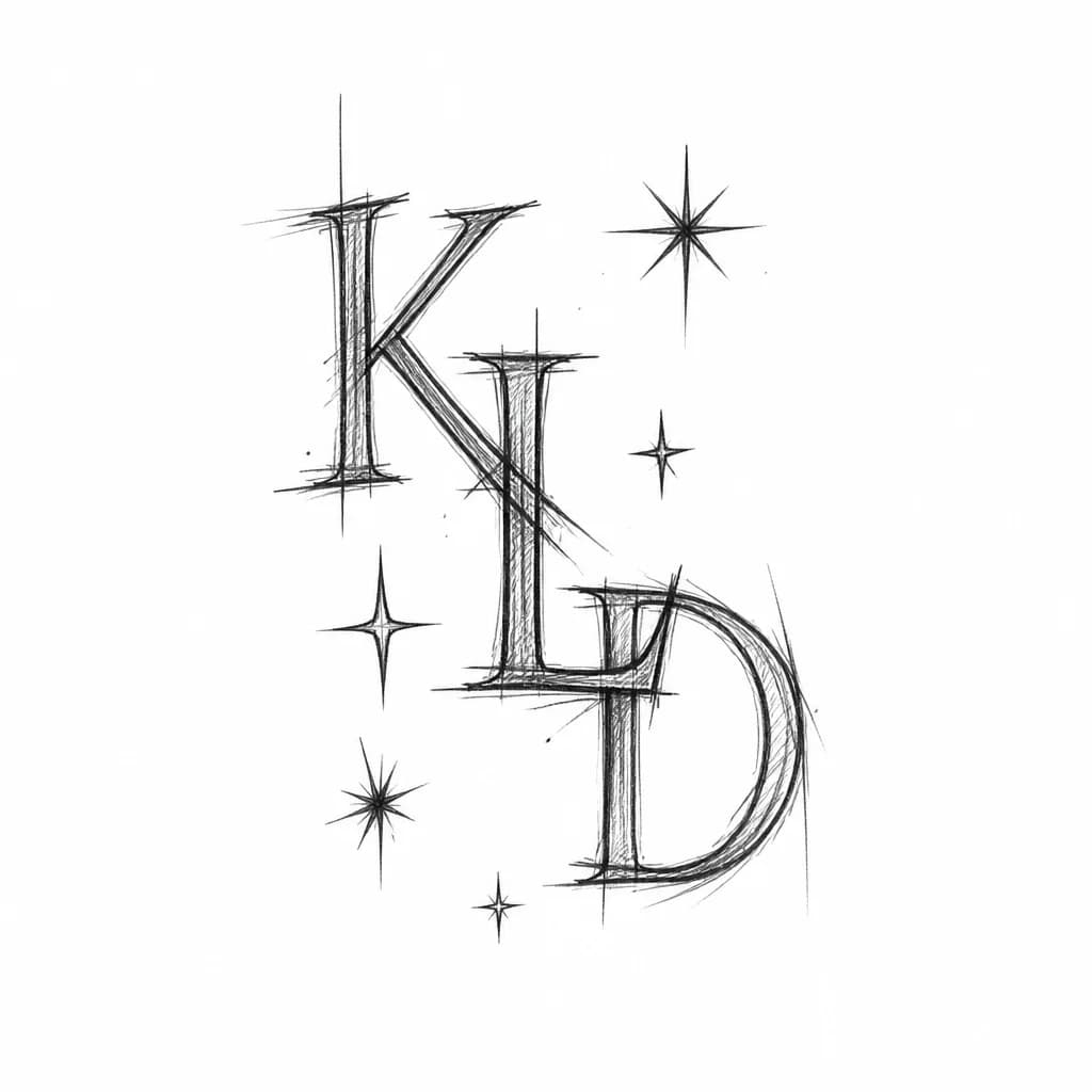 Тату эскиз: Тату состоит из 3х отдельных букв Английских : K, L, D . И маленьких звезд разной формы. Звезд может быть от 3х до 5. Расположение пока неизвестно