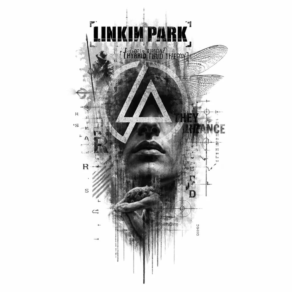 Тату эскиз: Возьми за основу обложку альбома hybrid theory группы linkin park и сделай ее более оригинальной, чтоб не как у всех