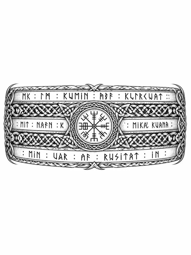 Тату эскиз: Тату о моем роде
Что бы был вигвизир
Надписи шли вокруг предплечья и связывались между собой родовыми символами и узорами
Должно быть три отдельные надписи