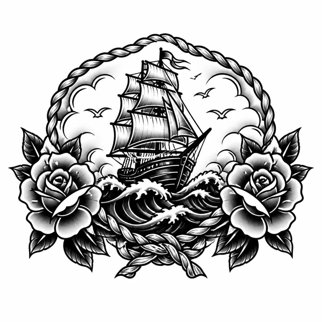 Тату эскиз: Эскиз татуировки на спину, black & grey chicano tattoo style. Вертикальная композиция вдоль верхней и средней части спины: реалистичная изящная змея плавно обвивается вокруг крупной розы. Глубокие черно-серые тени, тонкая детальная штриховка, мягкие градиенты, немного декоративных элементов и легких облаков вокруг. Без оружия, без черепов, без бандитской символики, без текста. Композиция вытянутая и анатомично адаптированная под позвоночник и лопатки
