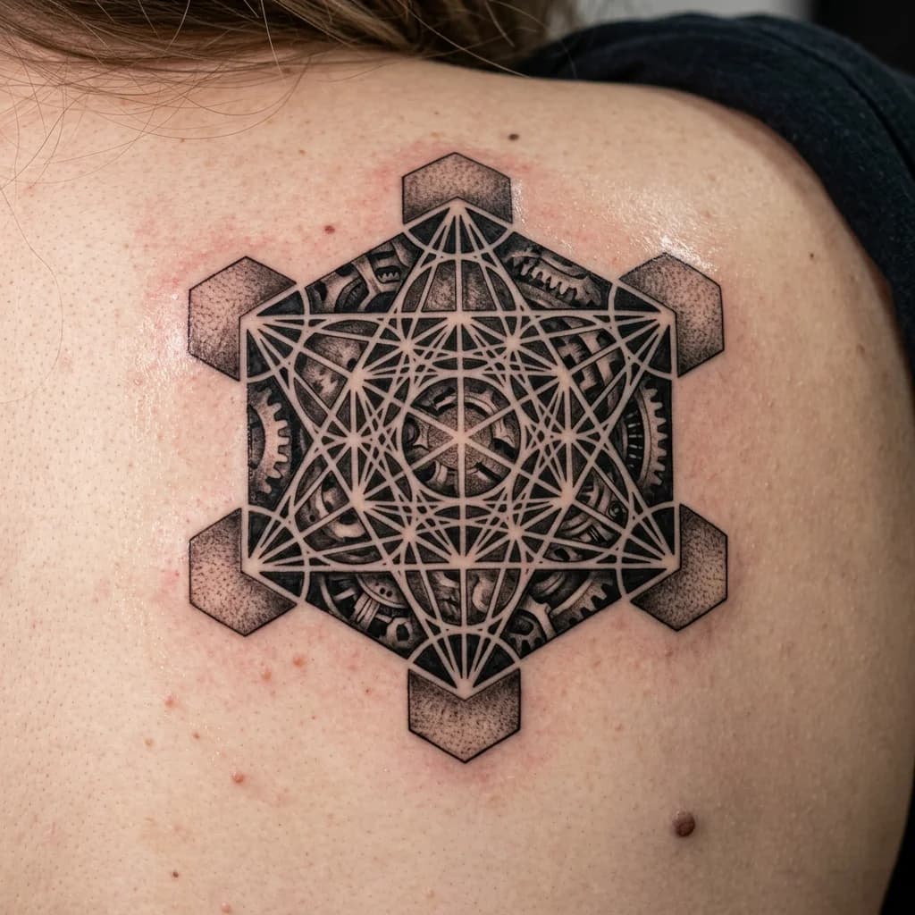 Cover-up: Черно серый реализм (geometric)