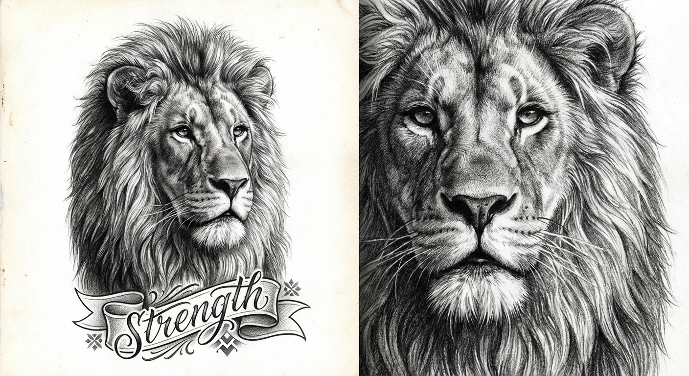 Эскиз тату: Реалистичный лев
