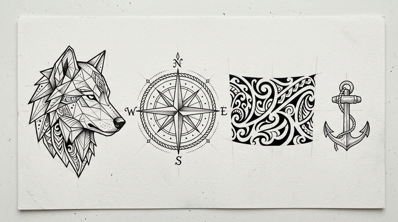 Геометрические эскизы тату для предплечья