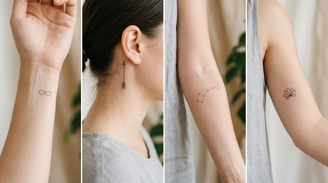 Маленькие тату со смыслом — бесконечность, стрелка, созвездие, лотос