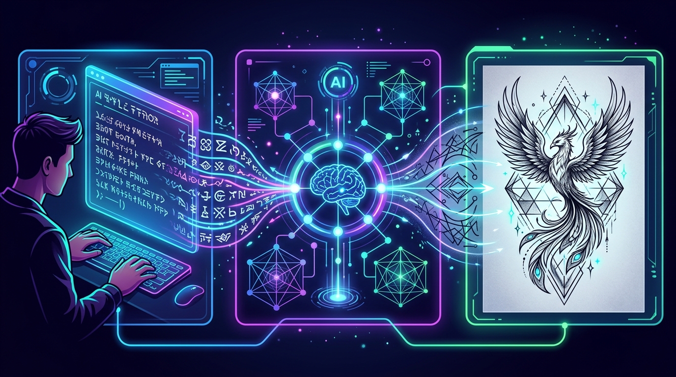 Процесс генерации тату-эскиза нейросетью: от текстового описания к готовому дизайну